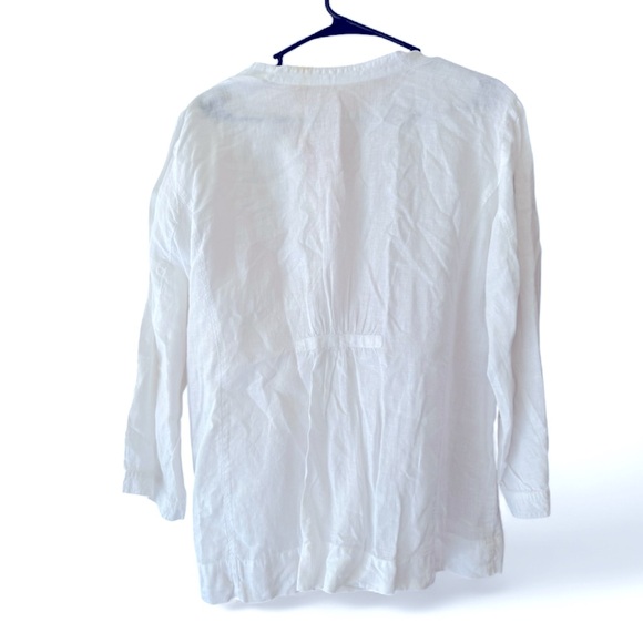 Eileen Fisher White Irish Linen Blouse 3/4 Sleeve. Covered Buttons. Women’s XL. - Picture 6 of 7